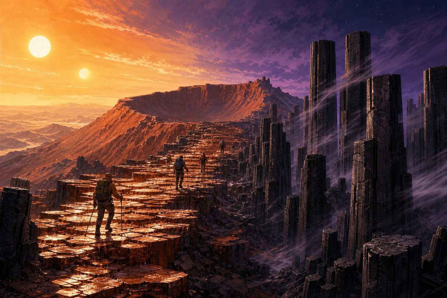 Imagined view of Basalt Choir on Aurelia Dune Traverse
