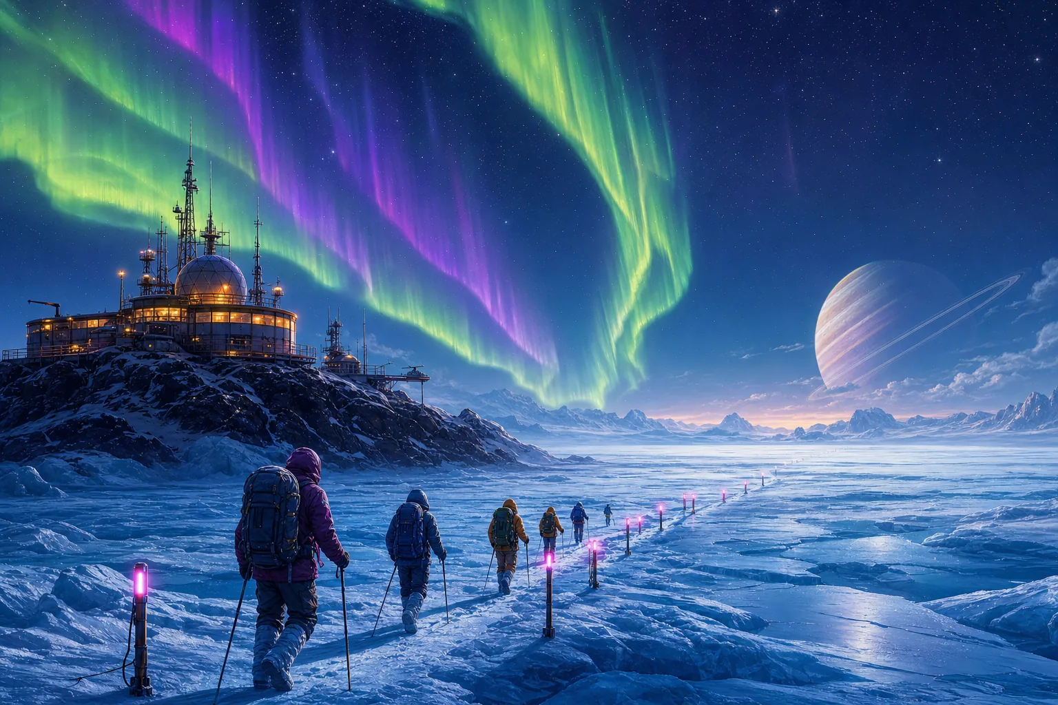 Imagined view of Aurora Station on Nix Borealis Ice Circuit